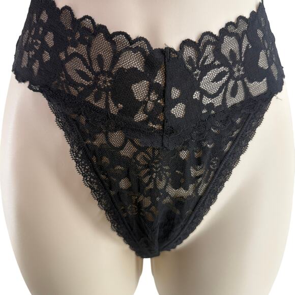 Victoria’s Secret Lacie Lace-up Thong Panty Black XLarge - Picture 1 of 5